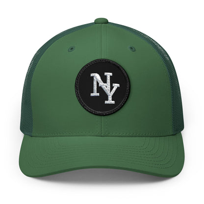 NY Embroidered Patch Trucker Cap — Vintage Brown Snapback Hat