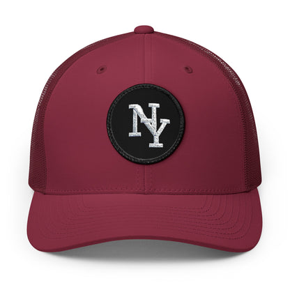 NY Embroidered Patch Trucker Cap — Vintage Brown Snapback Hat